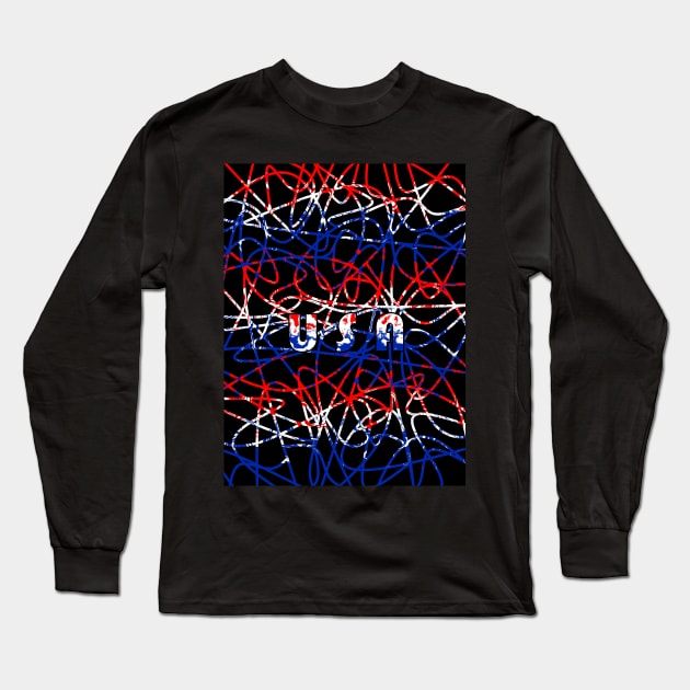 FOURTH Of July Scribble Long Sleeve T-Shirt by SartorisArt1